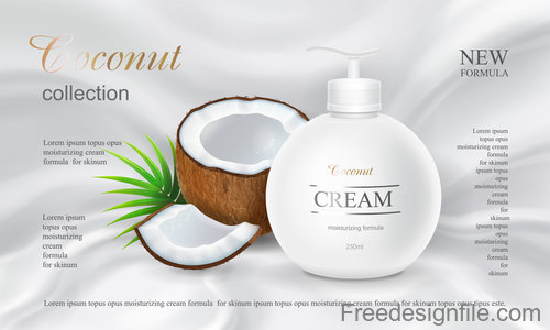Coconut cosmetics poster template vector 03