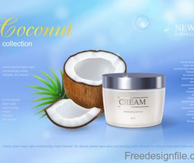 Coconut cosmetics poster template vector 04