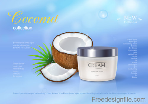 Coconut cosmetics poster template vector 04