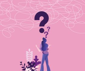 Confused business woman solving a problem vector