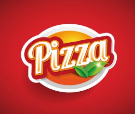 Creative pizza logos design with red background vector