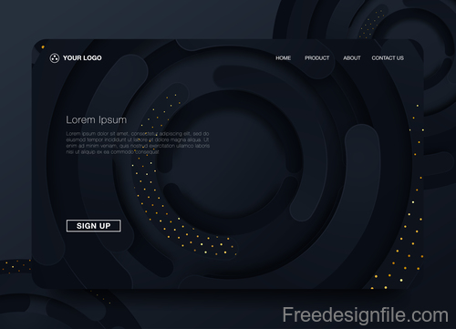 Dark styles website background template vector 01