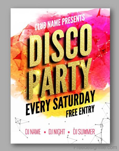 Disco club party poster with flyer design vector