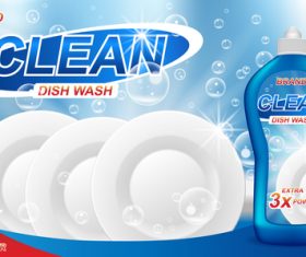 Dish wash cleaner poster template vector 01