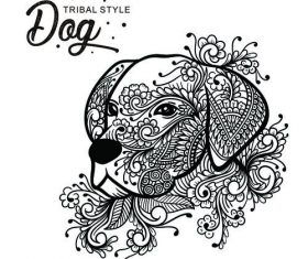 Dog head tribal style Hand drawn vector