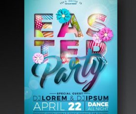 Easter party poster with flyer template vectors
