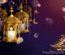 Eid malarak festival golden ornate design vector 04