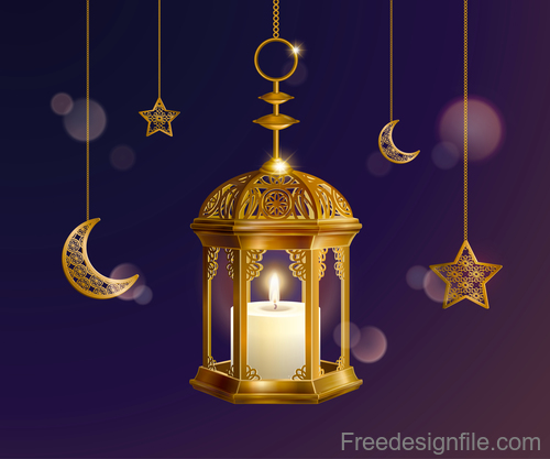 Eid malarak festival golden ornate design vector 05