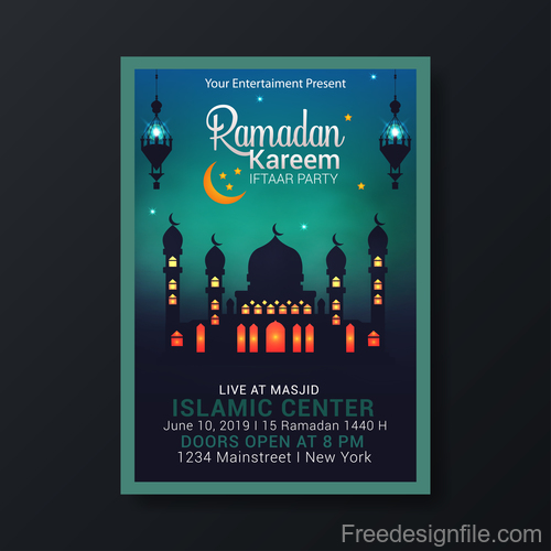 Eid mubarak festival poster template vector 05