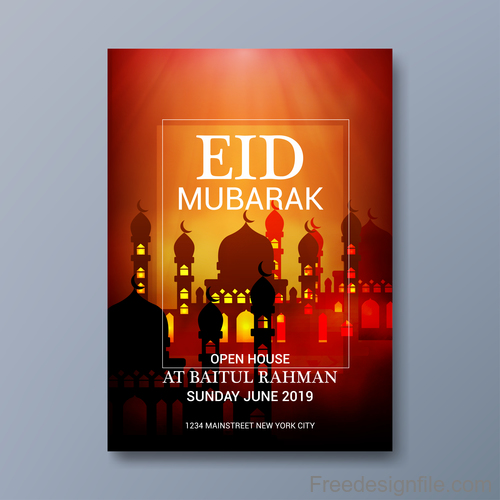 Eid mubarak festival poster template vector 06