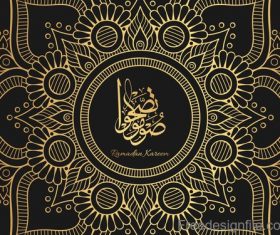 Eid mubarak golden decor pattern vector