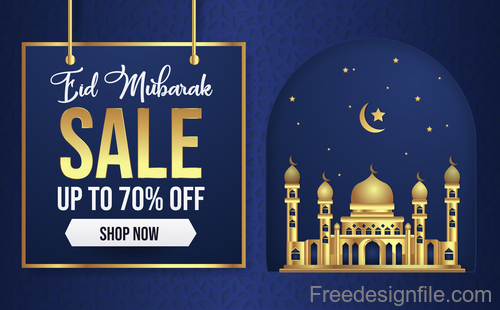 Eid mubarak sale background vector design 03