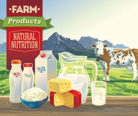 Farm milk food with mountain vector