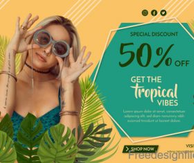 Fashion discounts and sale poster template vector 03