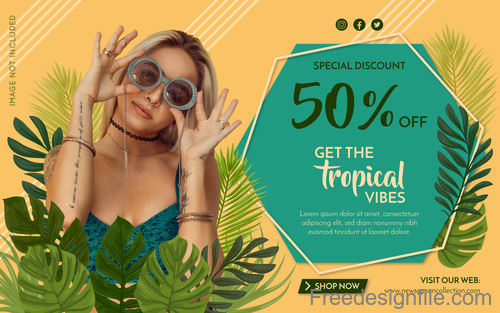 Fashion discounts and sale poster template vector 03