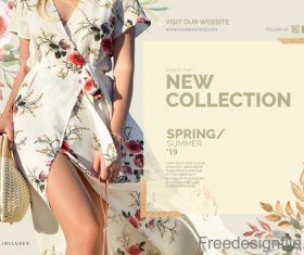 Fashion discounts and sale poster template vector 05