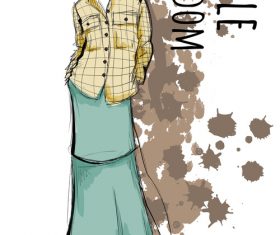 Fashion girls hand drawn illustration vectors 01