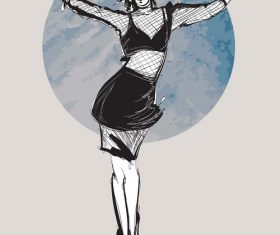 Fashion girls hand drawn illustration vectors 02