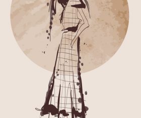 Fashion girls hand drawn illustration vectors 04