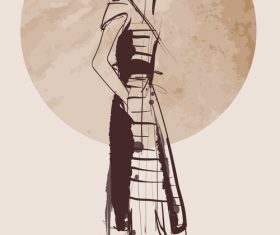 Fashion girls hand drawn illustration vectors 05