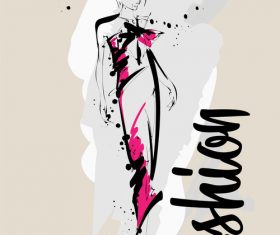 Fashion girls hand drawn illustration vectors 06