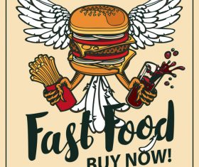 Fast food buy now retro flyer vector material 02