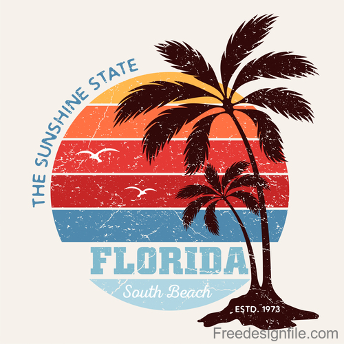 Florida South Beach Logo design vector