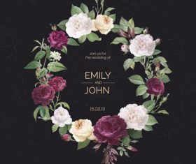 Flower garland with wedding invitation vector