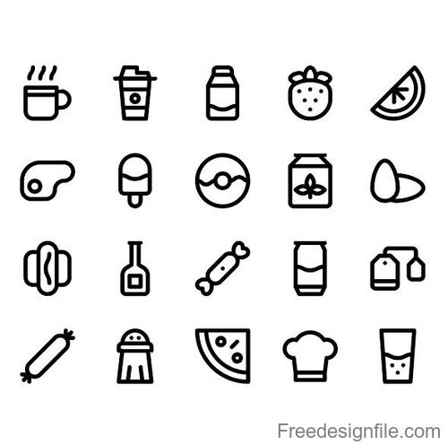 Food and drink outline icons