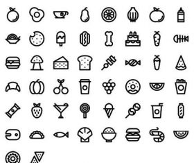 Food lines icons set