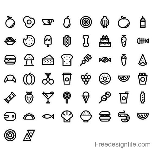 Food lines icons set