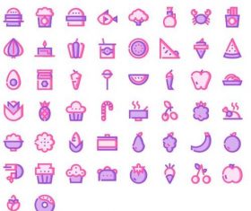 Foods Pink Mavis icons set