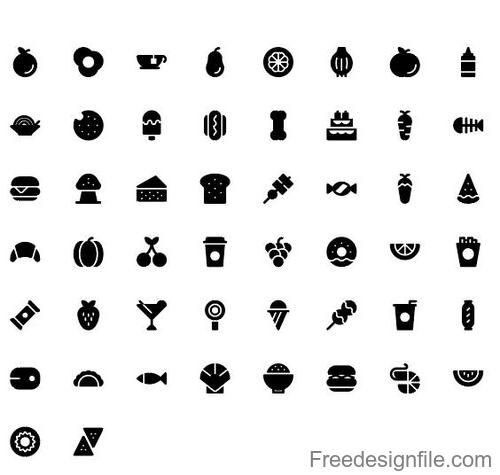 Foods Solid icons set