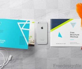 Free Broshure Mockup Scene PSD Template