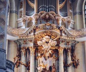 German organ in the church Stock Photo