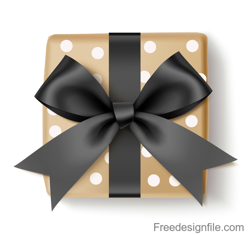 Gift box with black bows vector design
