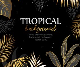 Gold palm tropical background vector 01