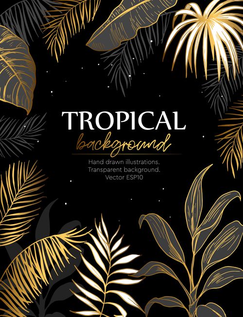 Gold palm tropical background vector 01