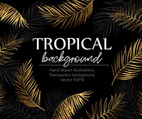 Gold palm tropical background vector 02