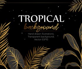 Gold palm tropical background vector 03