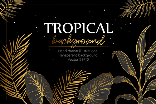 Gold palm tropical background vector 03