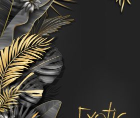 Gold palm tropical background vector 05