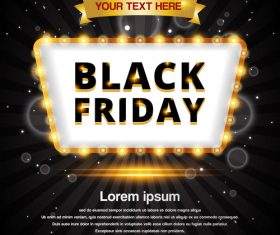 Golden neon with black friday sale design vector