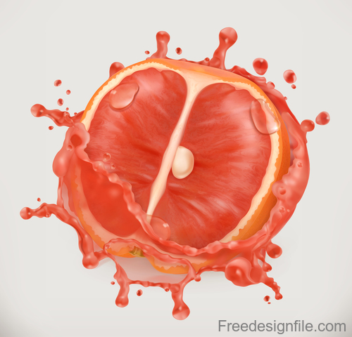 Grapefruit juice splash vector illustration