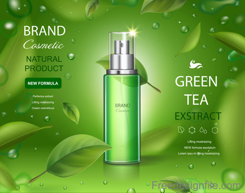 Green Tea Moisturiser poster template vector