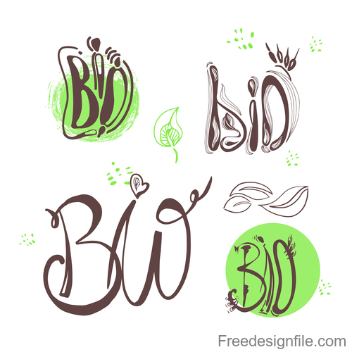 Hand drawn bio labels design vector 02