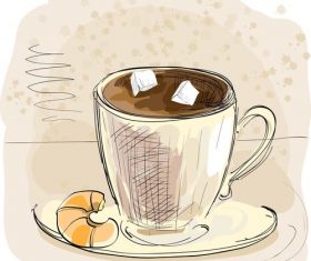 Hand drawn coffee with food vectors