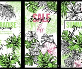Hand drawn flower with sale banners vector