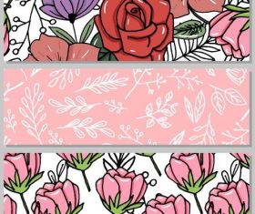 Hand drawn lines flower vector banners
