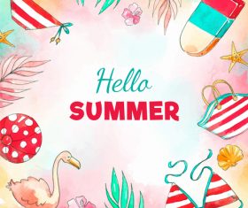 Hand drawn summer frame design vector 02